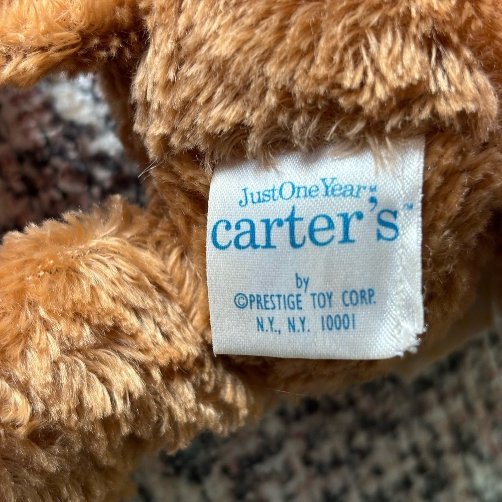 Carter's Just One Year 7" Small Plush Bear Brown Prestige 34091 Beanbag Rattle - Picture 4 of 7